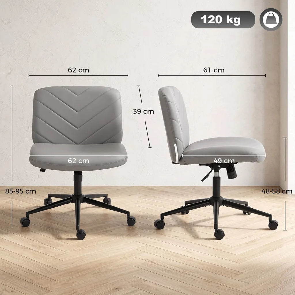 Home Office Desk Chair Height Adjustable Swivel Chair Cross Legged Wide Seat Swivel Wheels Grey
