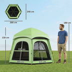 Outsunny Pop Up Tent 3000mm Waterproof Instant Camping Tent 3-4 Person with 2 Doors 4 Windows Green