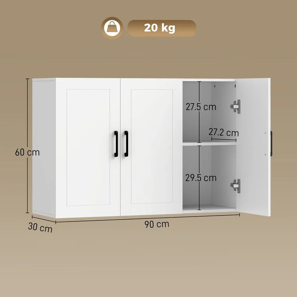 Bathroom Wall Cabinet, Wall Mounted Bathroom Cabinet, Over the Toilet Space Saver with Adjustable Shelves, White