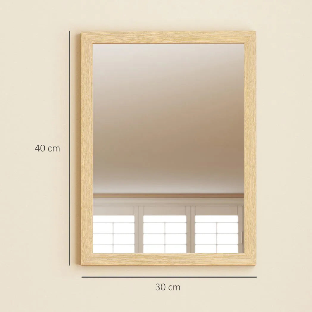 Wall Bathroom Mirror, 30 x 40 cm Wall-Mounted Mirror for Living Room, Bedroom, Hallway, Set of 2, Natural