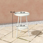 Outsunny Two-Tier Metal Garden Table - White