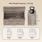 127L Home Storage Box, with Safety Hinges - Grey Wood-Effect