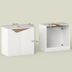 Under Sink Bathroom Cabinet, Bathroom Storage Cabinet with Soft-Close Doors, for Basin without Pedestal, White