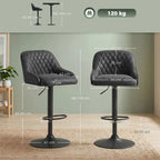 Bar Stools Adjustable Swivel Kitchen Chairs with Backrest Set of 2 for Kitchen Island Black