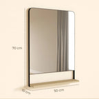 Wall Mirror with Wood Shelf - Black