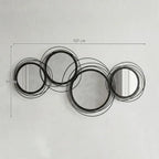 Metal Wall Art 56cm Modern Decorative Mirror Decor for Living Room Bedroom Dining Room, Black