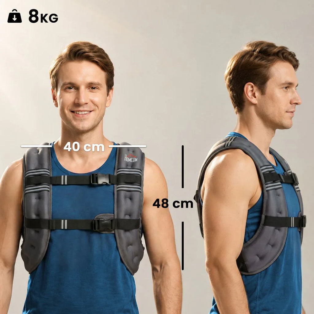 8KG Weighted Vest, Running Weight Vest with Adjustable Strap, Convenient Pocket and Reflective Strips for Men and Women