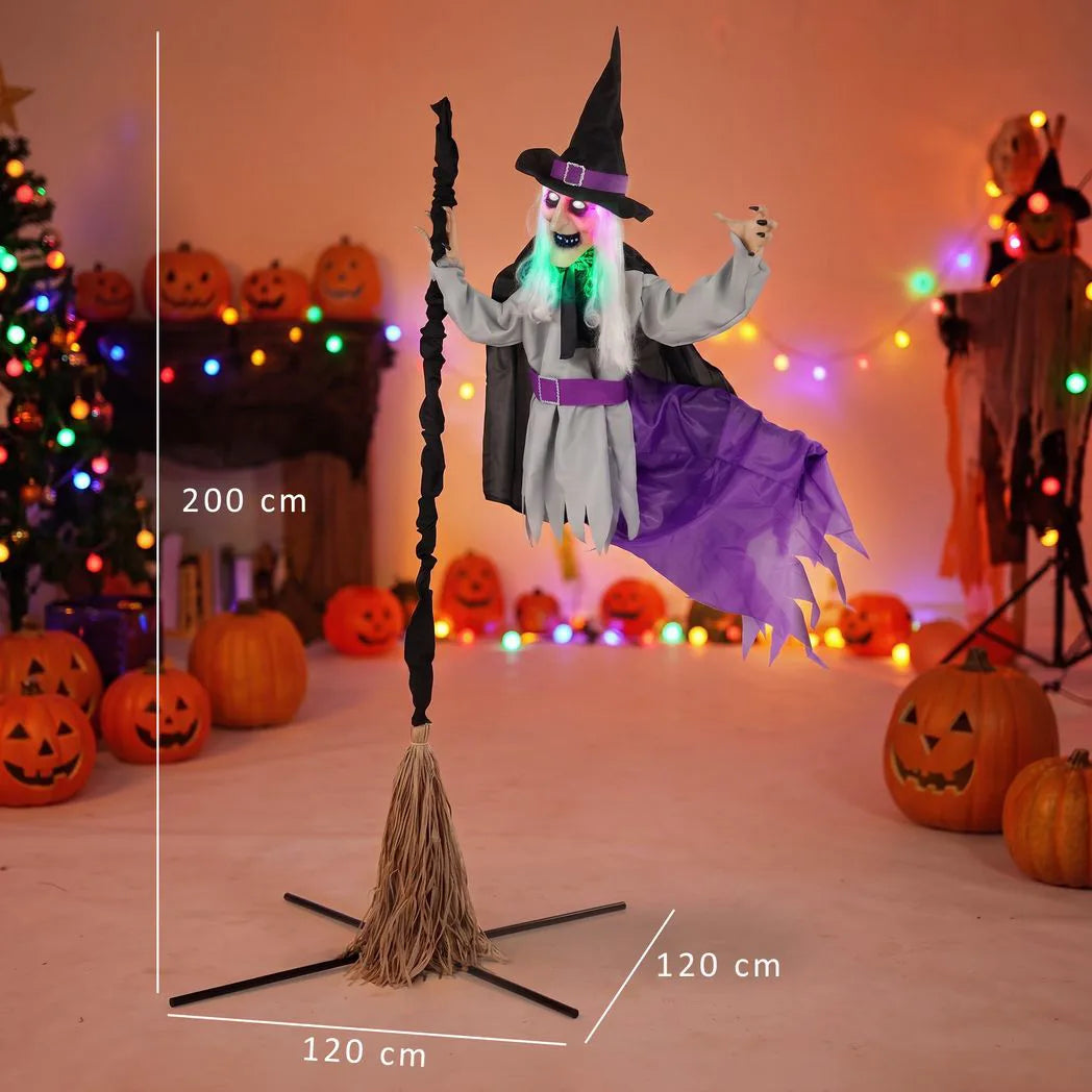 Animated Flying Halloween Witch — 200cm