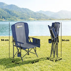 Outsunny Padded Camping Chair Adults Heavy Duty Folding Chair Side Pocket Cup Holder Carry Bag Outdoor Dark Blue