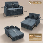 2 Seater Sofa Bed 3-in-1 Convertible Chenille Pull Out Sleeper Sofa with 5-Position Adjustable Backrest, Dark Blue