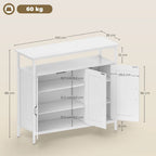 Industrial Kitchen Sideboard with Open Shelf, 2 Cabinets, Adjustable Shelves for Living Room, Dining Room, White