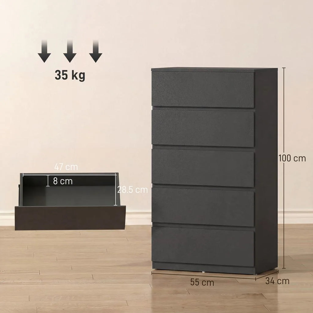 Chest of Drawers, 5-Drawer Storage Cabinets, Modern Dresser, Storage Drawer Unit for Bedroom