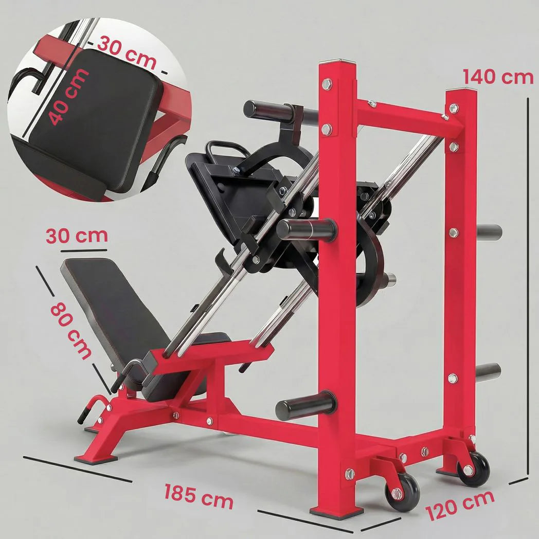 SPORTNOW Leg Press Machine with Wheels and Calf Block, Adjustable Squat Machine for Home Gym, 455KG Capacity