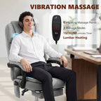Office Chair with 6-Point Vibration Massage and Heat, Executive Computer Desk Chair with High Back, Reclining, Grey