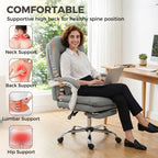 Ergonomic Executive Office Chair, Reclining Desk Chair with Lumbar Support, Footrest, Plush Thick Cushion, Grey