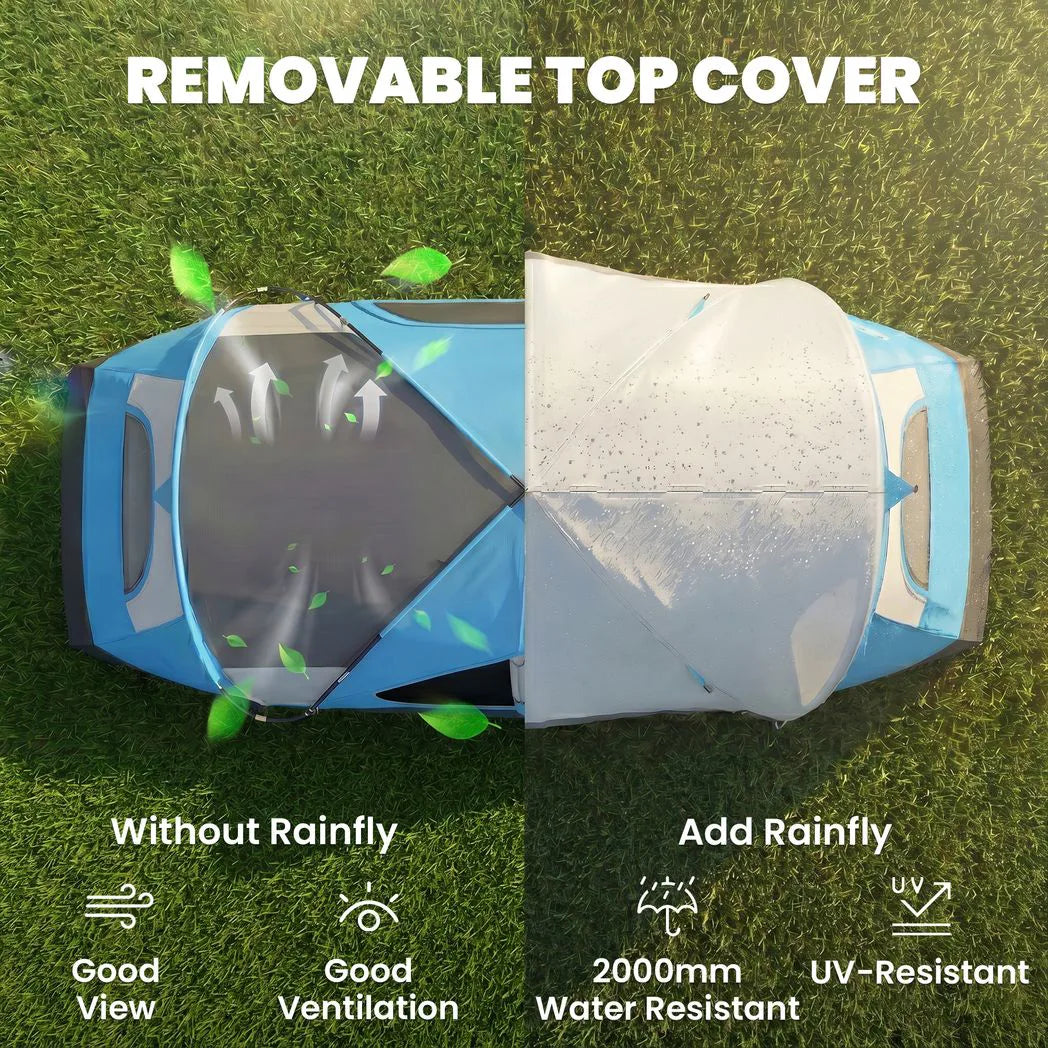 Outsunny Camping Tent for 6 Man with 2000mm Water Resistant Rainfly and Carry Bag for Fishing Hiking Festival, Sky Blue