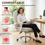 Ergonomic Executive Office Chair, Reclining Desk Chair with Lumbar Support, Footrest, Plush Thick Cushion, Khaki