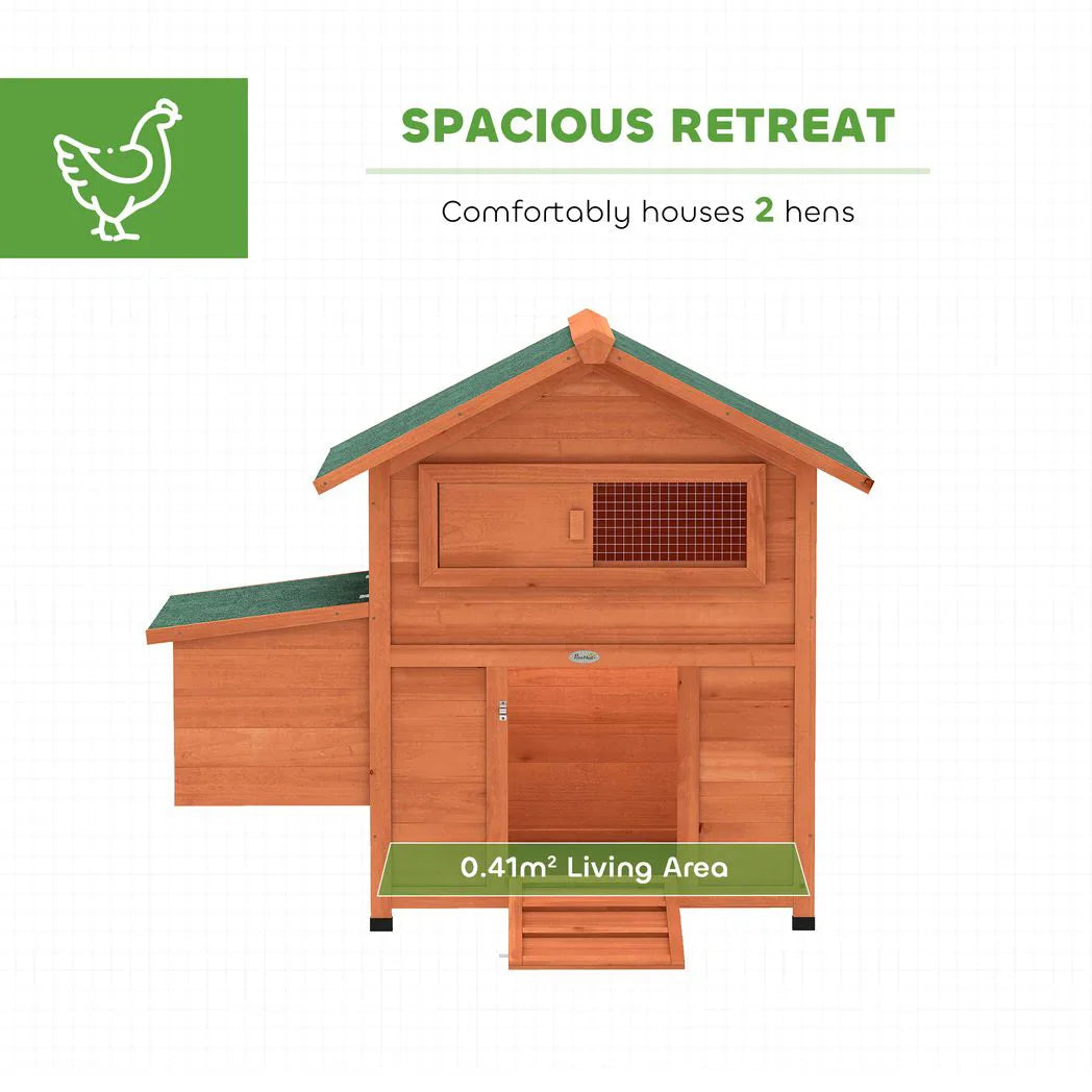 PawHut Chicken Coop, Wooden Hen House with Nesting Box, Pull-Out Tray, Sliding Window, Waterproof Roof, Perches and Ramp