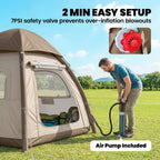 Outsunny Inflatable Camping Tent with Rainfly, 2-3 Man Air Tent 3000mm Waterproof Blow Up Tents, Cream