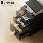Three Drawer Wood-Effect Filing Cabinet - Black