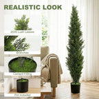 Set of 2 Decorative Artificial Plants Cypress in Weighted Pot, Fake Plant with 2035 Leaves, 150 cm