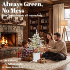 3ft Prelit Flocked Christmas Tree, Artificial Snow Flocked Spruce with 100 Warm White LED Lights, 8 Modes, Green