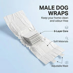 PawHut Dog Diapers Super Absorbent Leak-Proof Dog Nappies for Male Dogs Size S 30-48 cm Waist