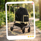PawHut Dog Stroller, 3 in 1 Foldable Pet Stroller for Small Puppy Cat with Detachable Travel Carrier, Storage Basket, Black