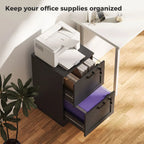 HOMCOM 2-Drawer Filing Cabinet with Lock - Black