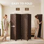 Wave Fibre Freestanding Folding Privacy Screen Panels, Room Divider, Dark Brown