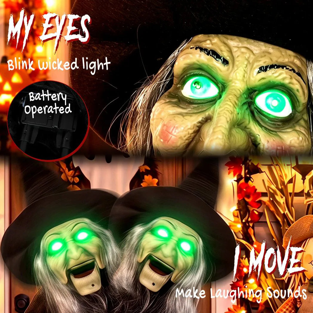Animated Halloween Witch with Light-Up Eyes — 94cm