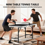 SPORTNOW 5ft Mid-Size Table Tennis Table, Ping Pong Table with Net, 2 Table Tennis Paddles and 3 Balls for Indoor Game, Black