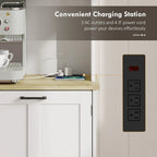 175cm Tall Kitchen Cabinet, Kitchen Cupboard with Rubbish Bin Cabinet, 3 Door Shelves and 2 Acrylic Doors, White