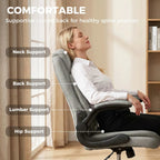 Linen-Look Computer Desk Chair, Executive Office Chair with Flip-Up Armrests and Thick Cushion, Grey