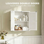 Bathroom Cabinet, Bathroom Wall Cabinet with Louvered Doors and Adjustable Shelf Storage for Kitchen, White