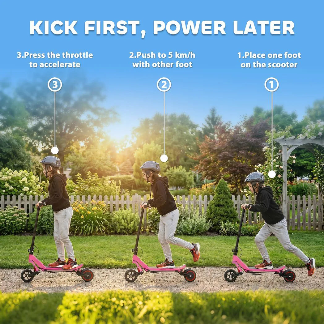SPORTNOW Electric Scooter for Kids, Foldable E Scooter for Age Age 6 with LED Display, RGB lights, Up to 16km/h, Pink