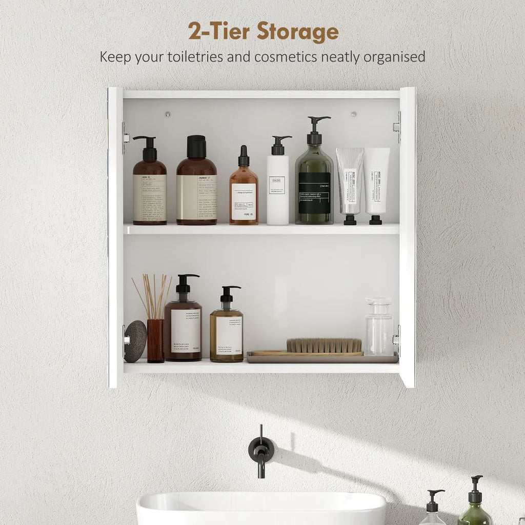 Double-Door Bathroom Mirror Cabinet - White