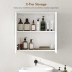 Double-Door Bathroom Mirror Cabinet - White