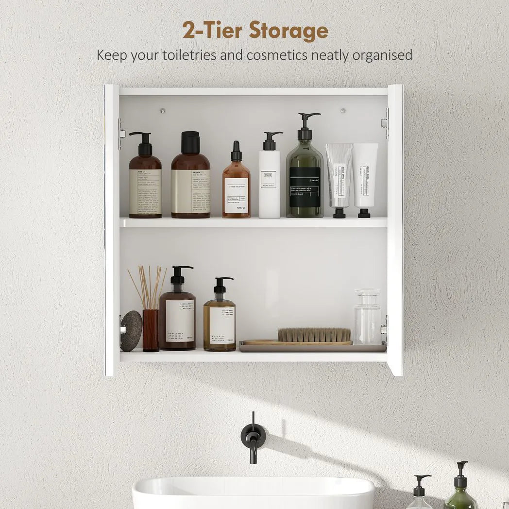 Double-Door Bathroom Mirror Cabinet - White