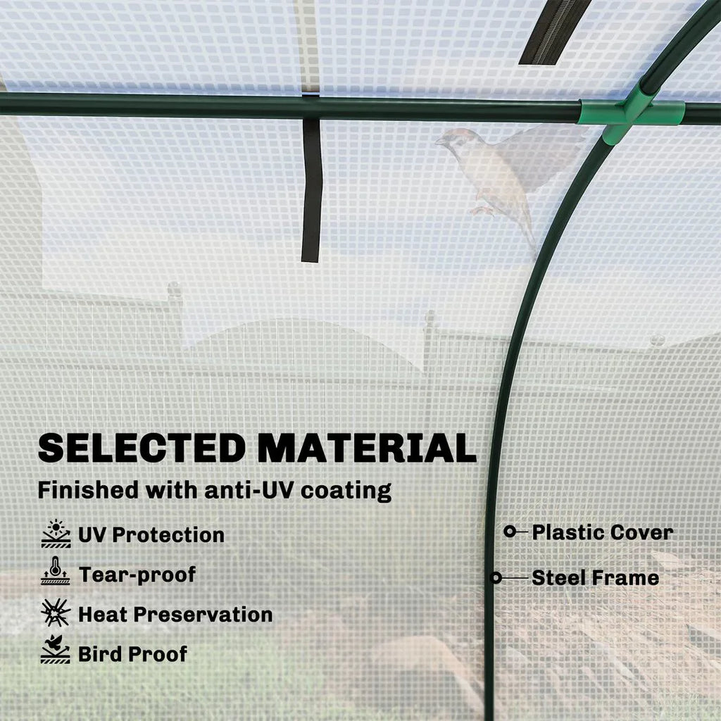 Outsunny 295 x 100 cm Low Tunnel Greenhouse - White