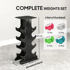 SPORTNOW Hex Dumbbells Set with Dumbbell Rack, Hand Weights for Home Gym Strength Training, 2 x 1kg, 2 x 2kg, 2 x 3kg, 2 x 4kg