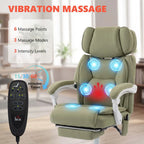 High Back Vibration Massage Office Chair Heated Reclining Computer Chair w/ Adjustable Height, Swivel Wheels, Lime Green