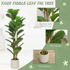 120cm Set of 2 Artificial Fiddle Leaf Fig Trees - Green