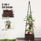 Outsunny Raised Bed for Garden, Raised Garden Bed Planter Box with Trellis, Self Watering, Drainage Holes and Plugs