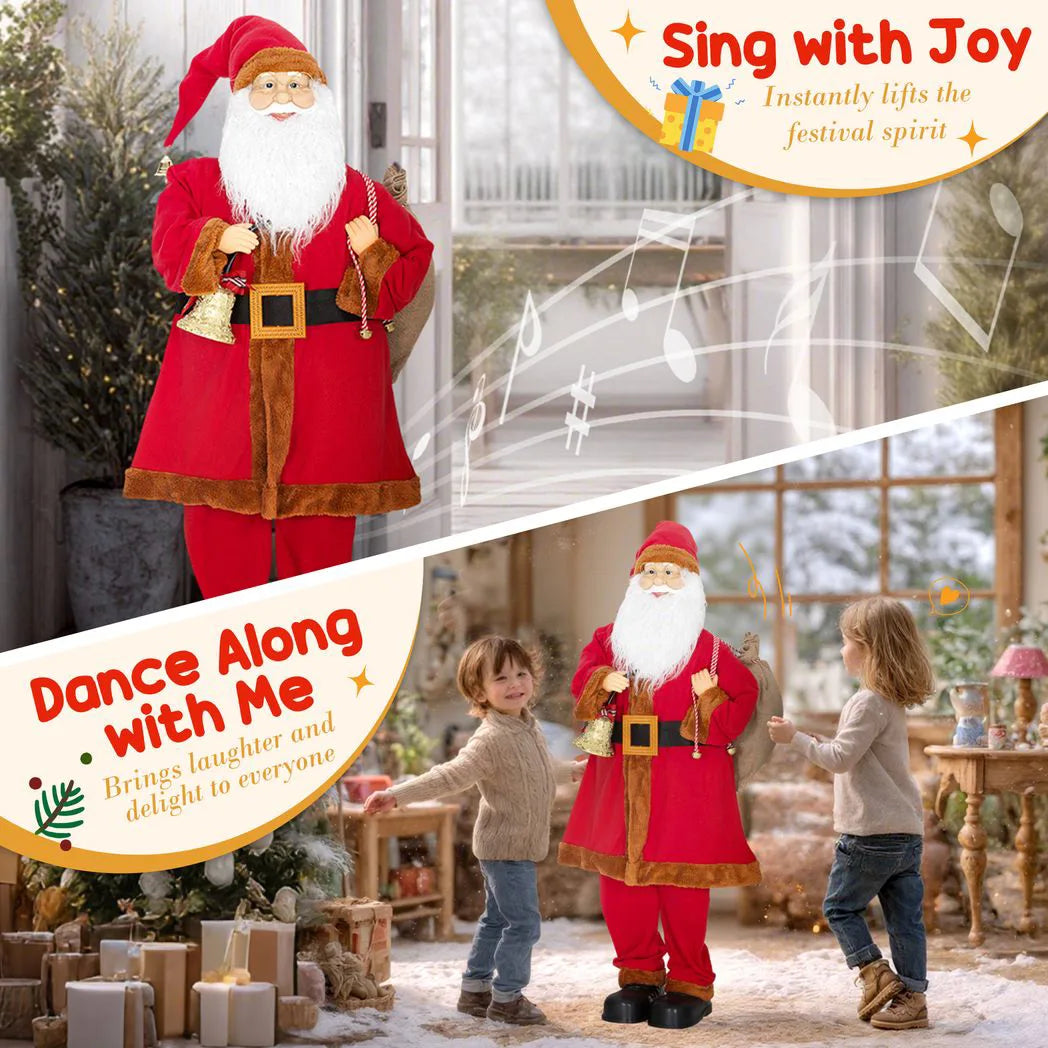 4ft Singing Santa Claus Figure with with Waving Head- Red
