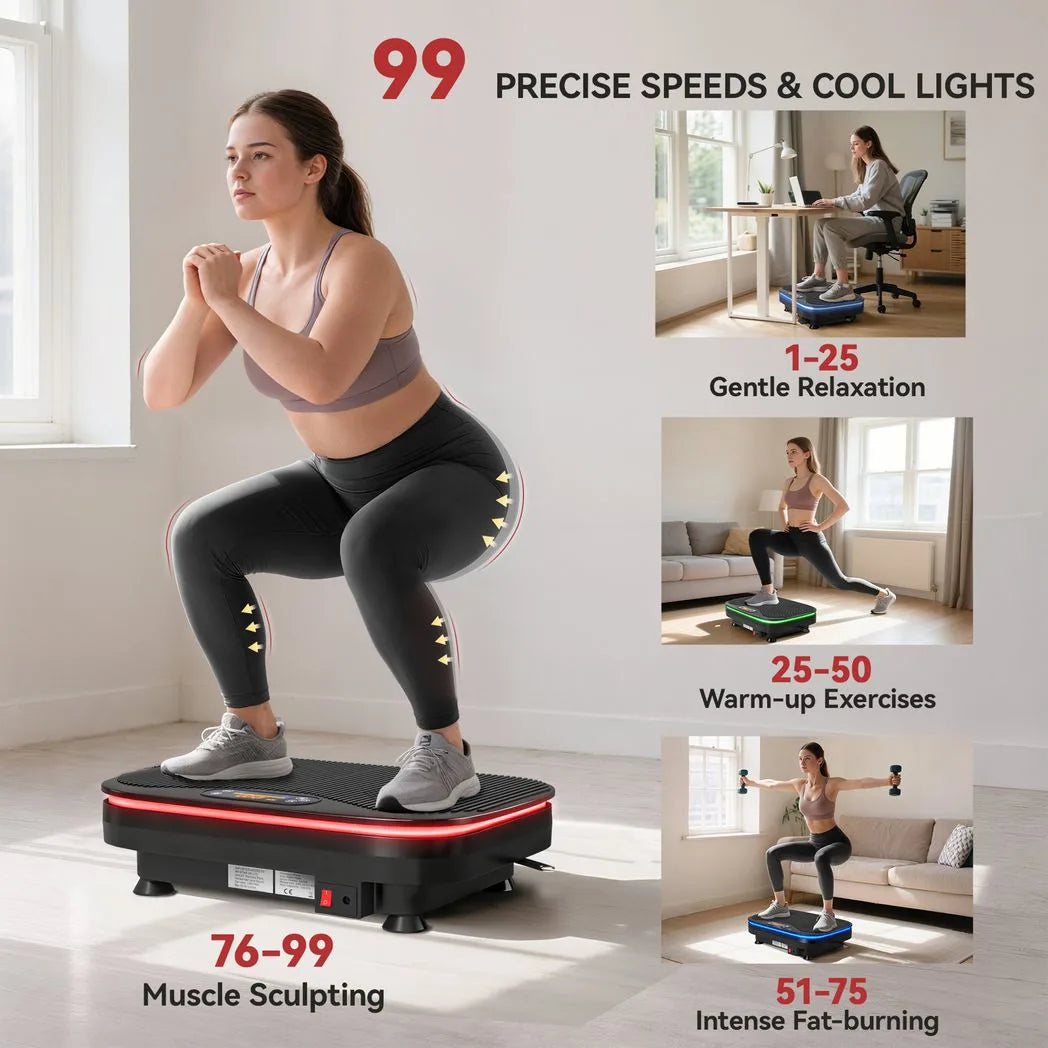 SPORTNOW Vibration Plate Exercise Machine with Cool Lights, 99 Speed Levels