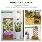 Outsunny Garden Planter with Trellis, Wooden Raised Bed for Garden with Lattice Trellis for Vegetables, Herbs and Flowers, Brown