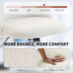 Teddy Fleece Office Chair with Wheels - Cream White