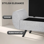 Storage Ottoman with Armrest, Window Seat, Upholstered Linen Storage Bench with Rubberwood Legs, Footstool for Bedroom Living Room, Hallway, Light Grey