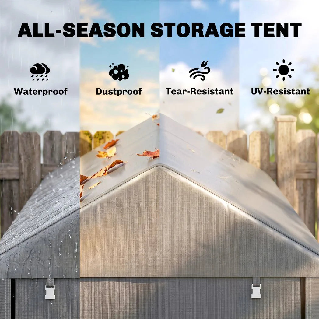 Outsunny 179 x 120cm Temporary Garden Shed, with Accessories - Light Grey